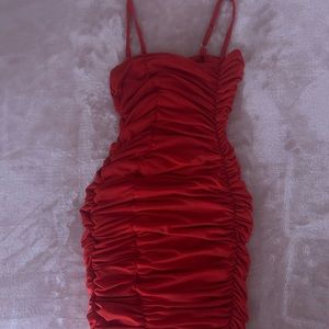 Red scrunched dress